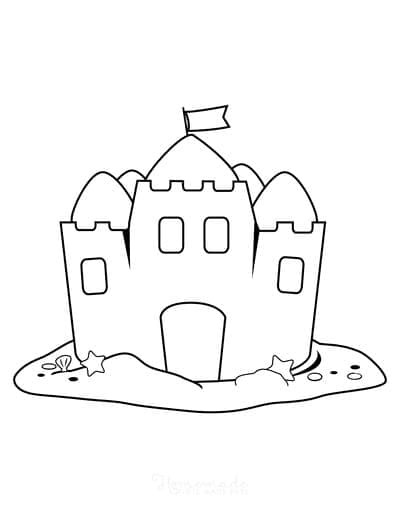 Desenho de Castelo de Areia para Crianças de 1 Ano para Colorir