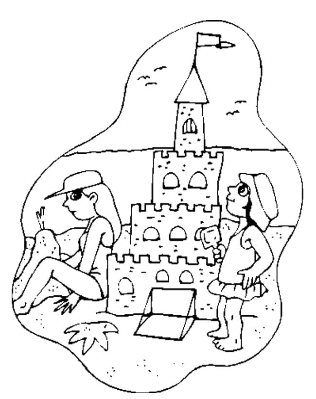 Desenho de Castelo de Areia para Crianças de 3 Anos para Colorir