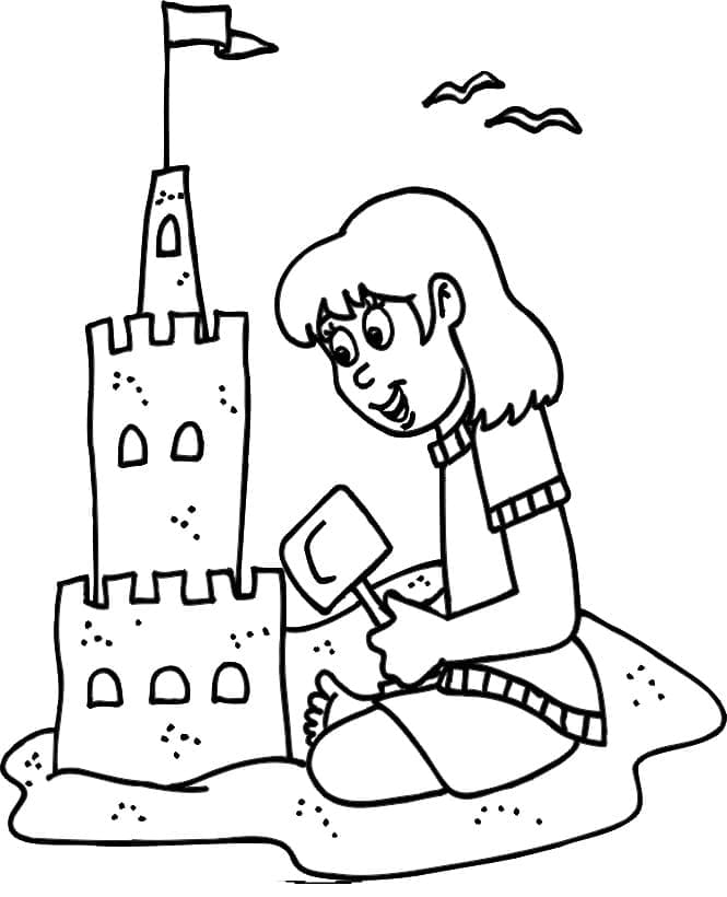 Desenho de Castelo de Areia para Crianças de 6 Anos para Colorir