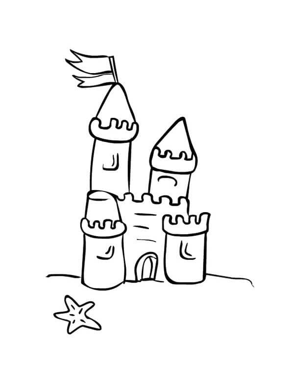 Desenho de Castelo de Areia para Crianças para Colorir