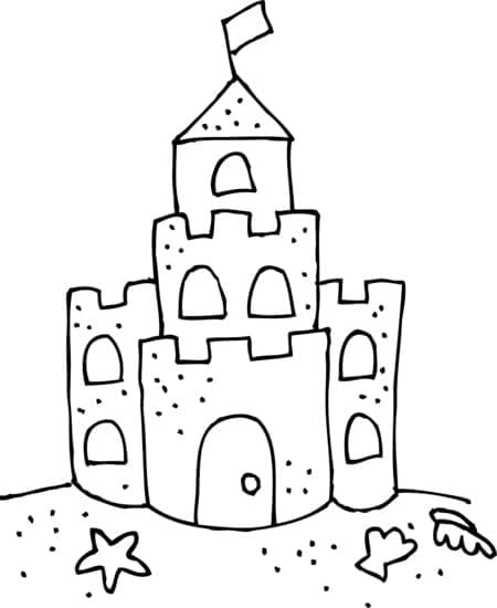 Desenho de Castelo de Areia Perfeito para Colorir