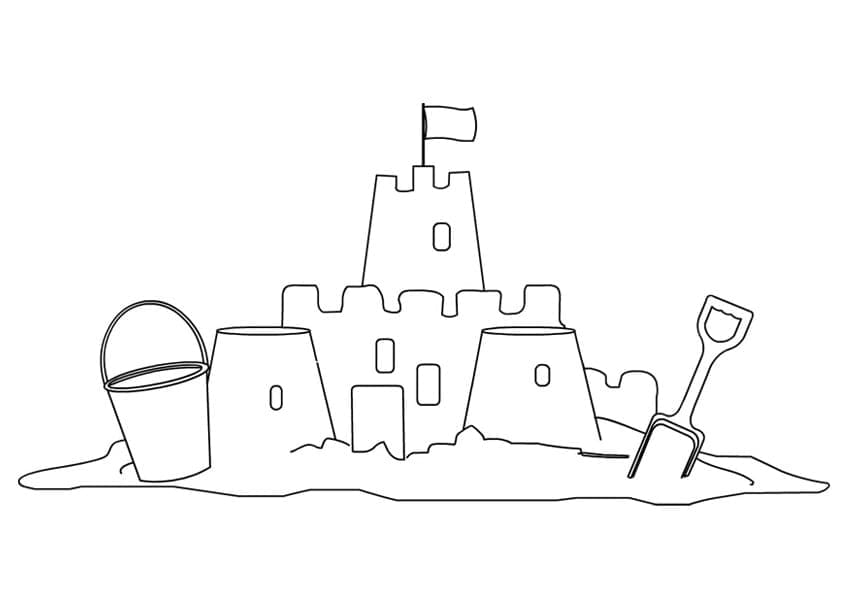 Desenho de Castelo de Areia Simples para Colorir