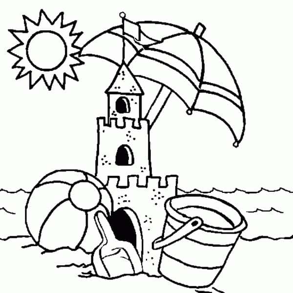 Desenho de Grátis Castelo de Areia para Crianças para Colorir
