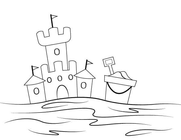 Desenho de Grátis Castelo de Areia para Colorir