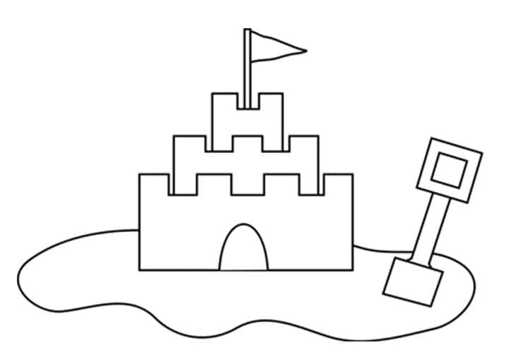 Desenho de Imprimivel Castelo de Areia para Crianças para Colorir