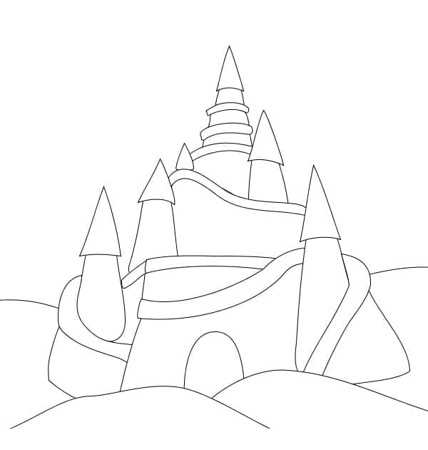 Desenho de Imprimivel Grátis Castelo de Areia para Crianças para Colorir