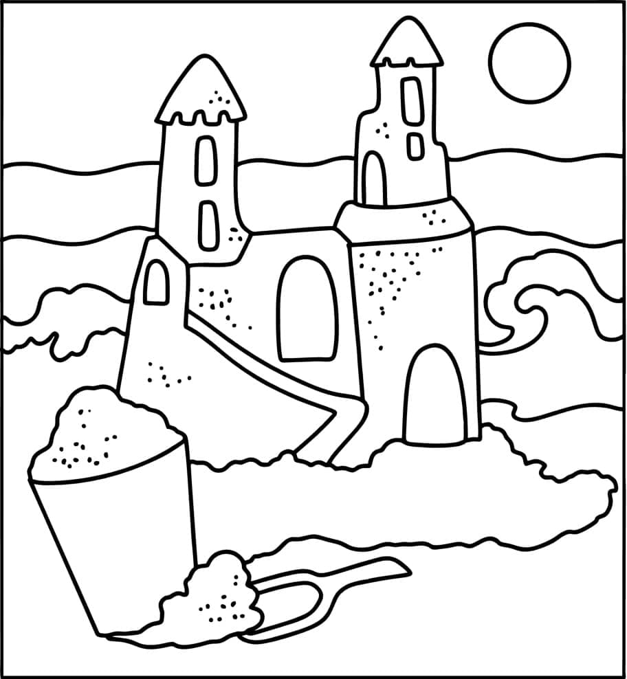 Desenho de Imprimivel Grátis Castelo de Areia para Colorir