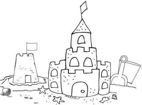 Desenho de Lindo Castelo de Areia para Colorir