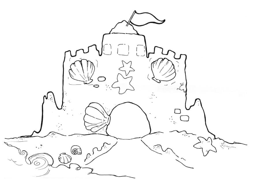 Desenho de um Castelo de Areia Fácil para Colorir