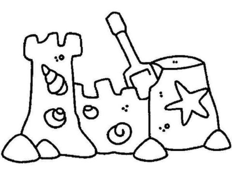 Desenho de Um Castelo de Areia Fofo para Colorir