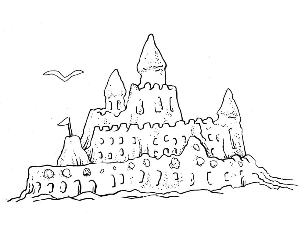 Desenho de um Castelo de Areia para Colorir