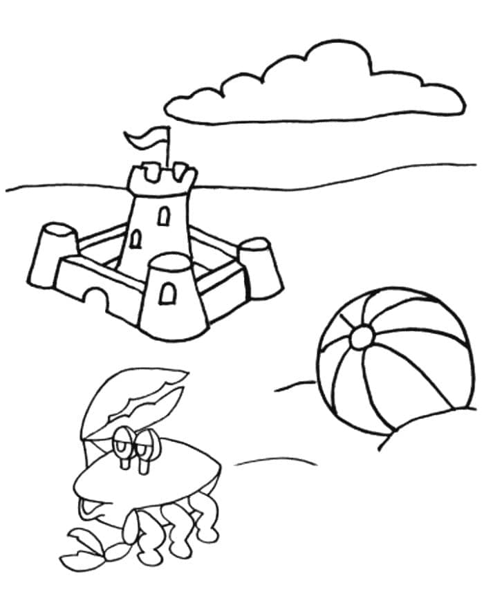 Desenho de um Lindo Castelo de Areia para Colorir