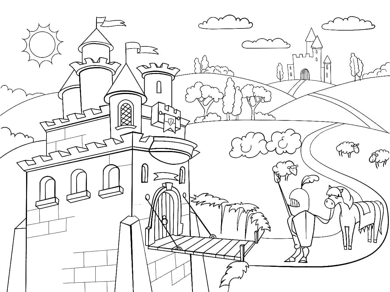 Desenho de Castelo Bonito para Colorir