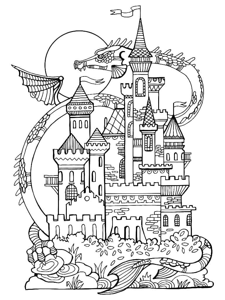 Desenho de Castelo Fantástico para Colorir