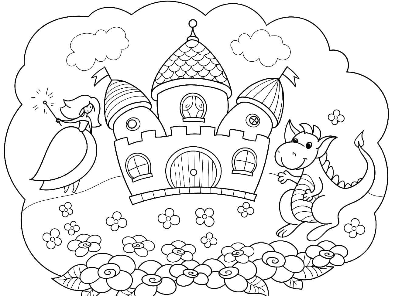 Desenho de Castelo Fofo para Colorir