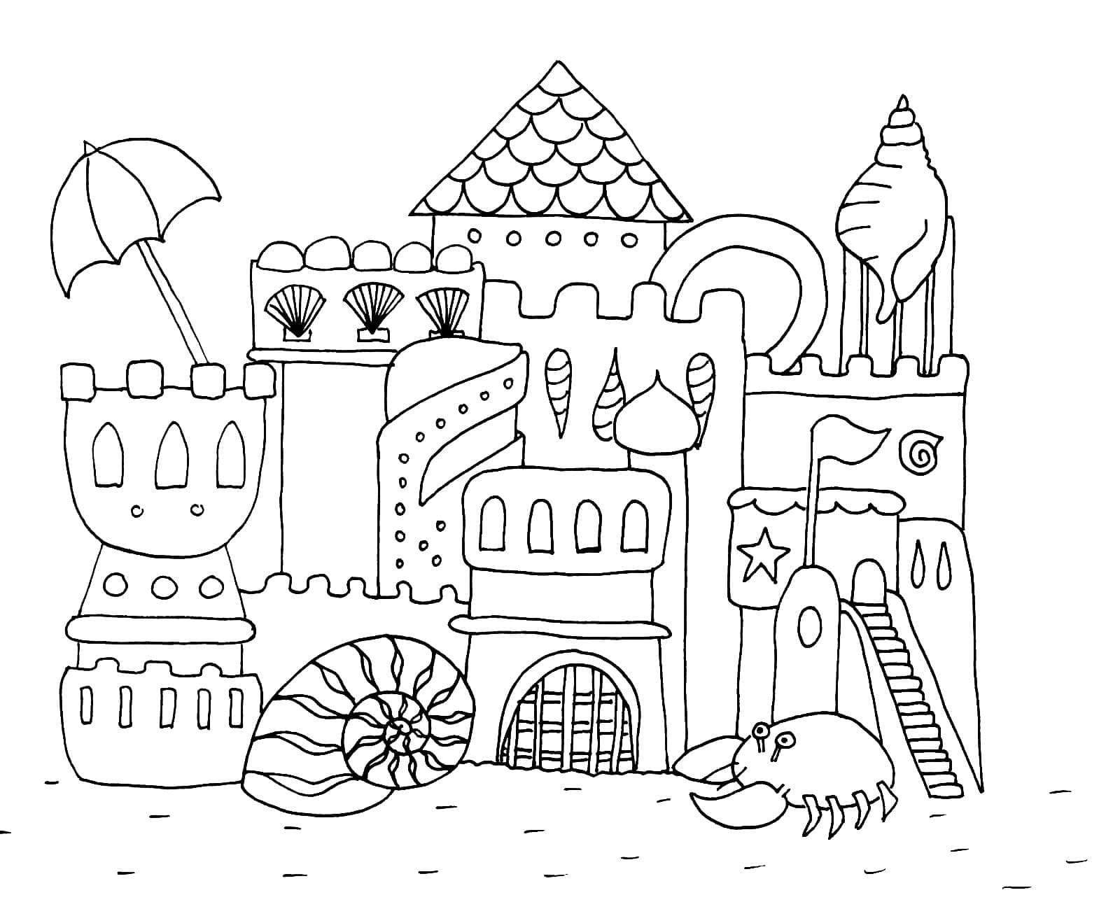 Desenho de Castelo Grátis para Crianças para Colorir