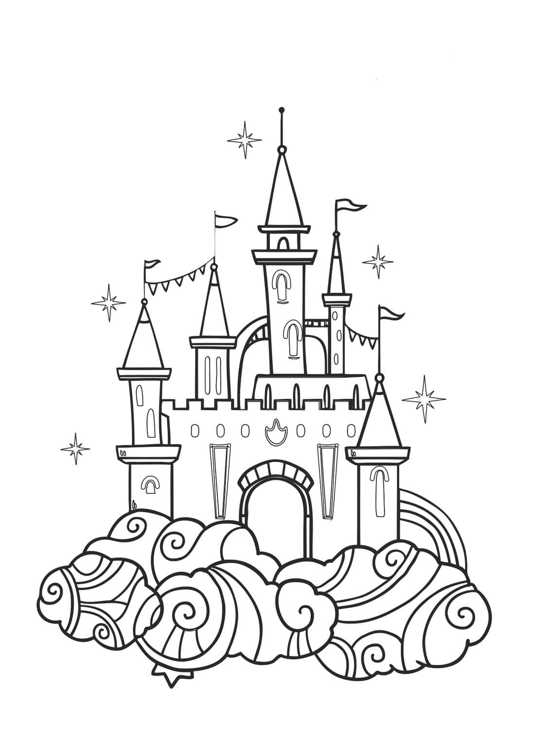 Desenho de Castelo Grátis para Colorir