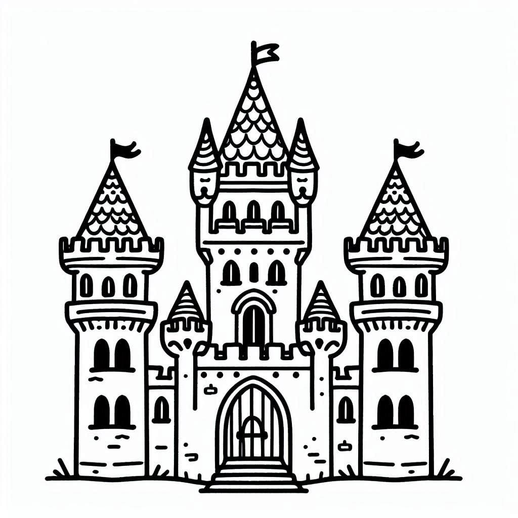 Desenho de Castelo Imprimivel para Colorir