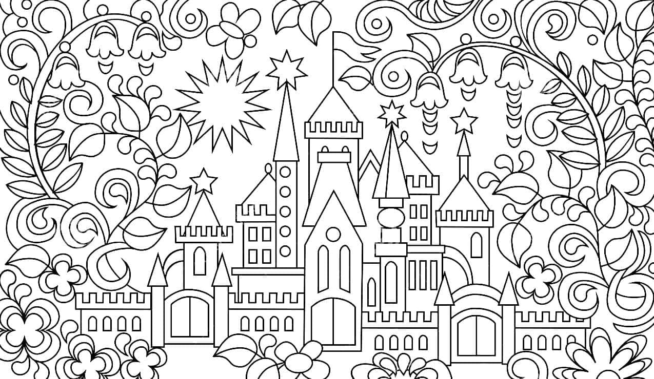 Desenho de Castelo Maravilhoso para Colorir