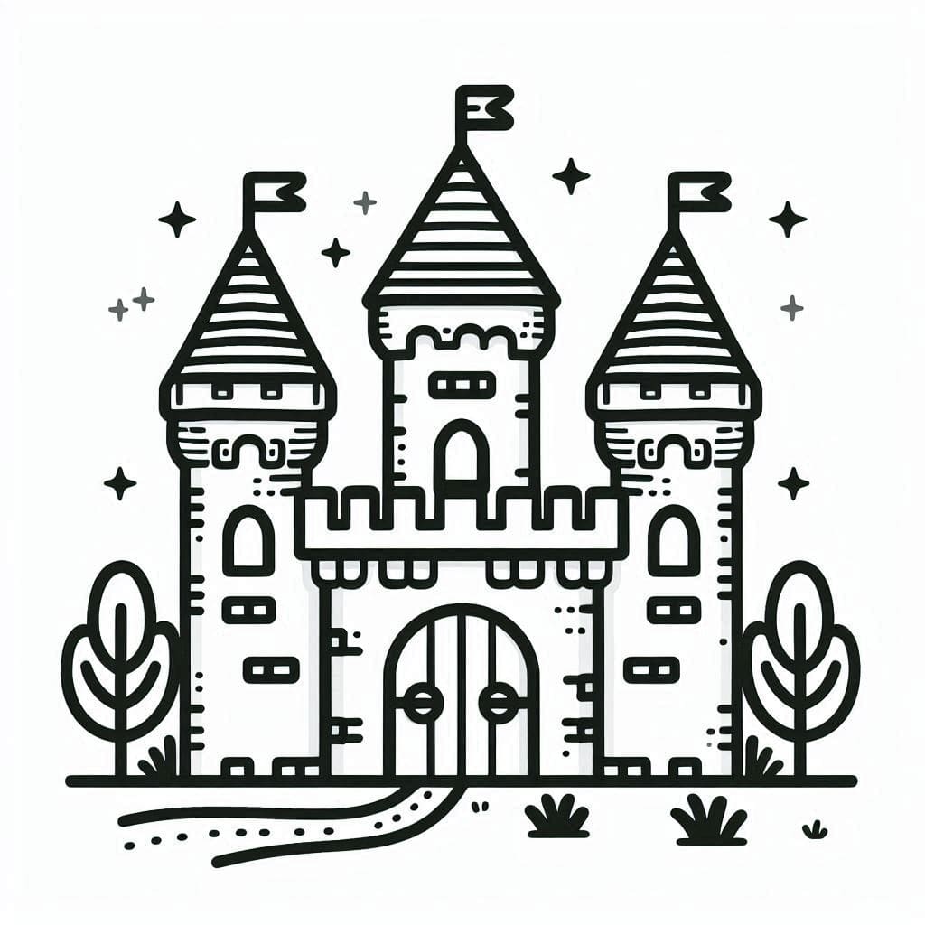 Desenho de Castelo para Crianças para Colorir