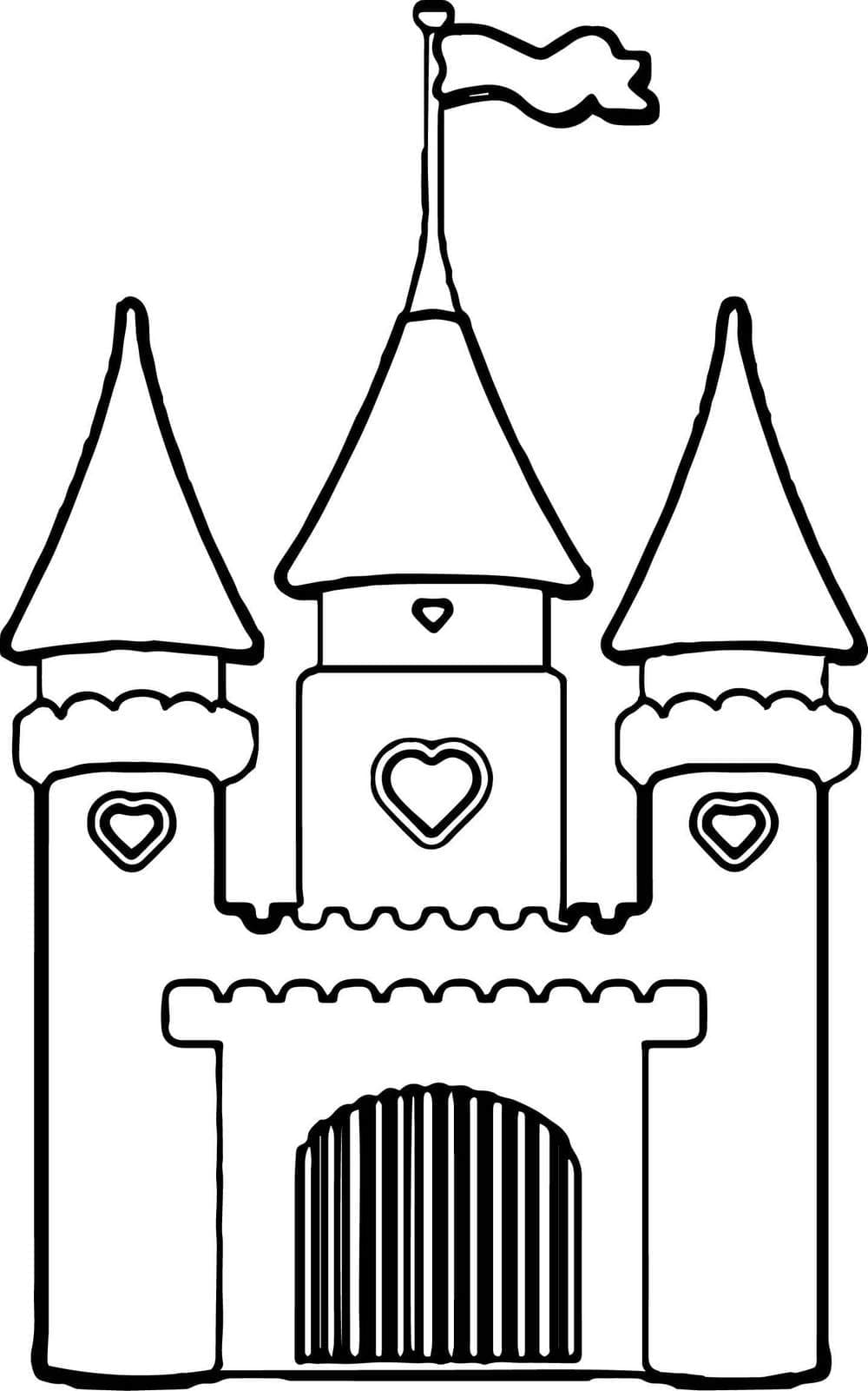 Desenho de Castelo Simples para Colorir