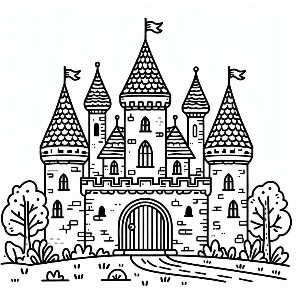 Desenho de Castelo de Fantasiá para Colorir