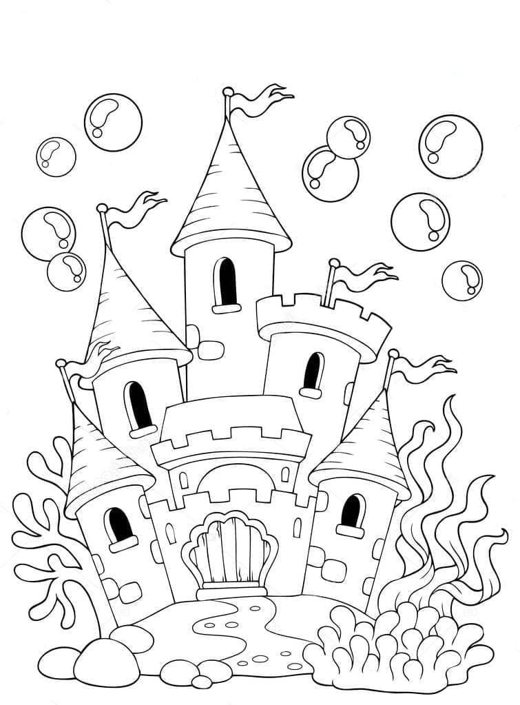 Desenho de Castelo do Oceano para Colorir