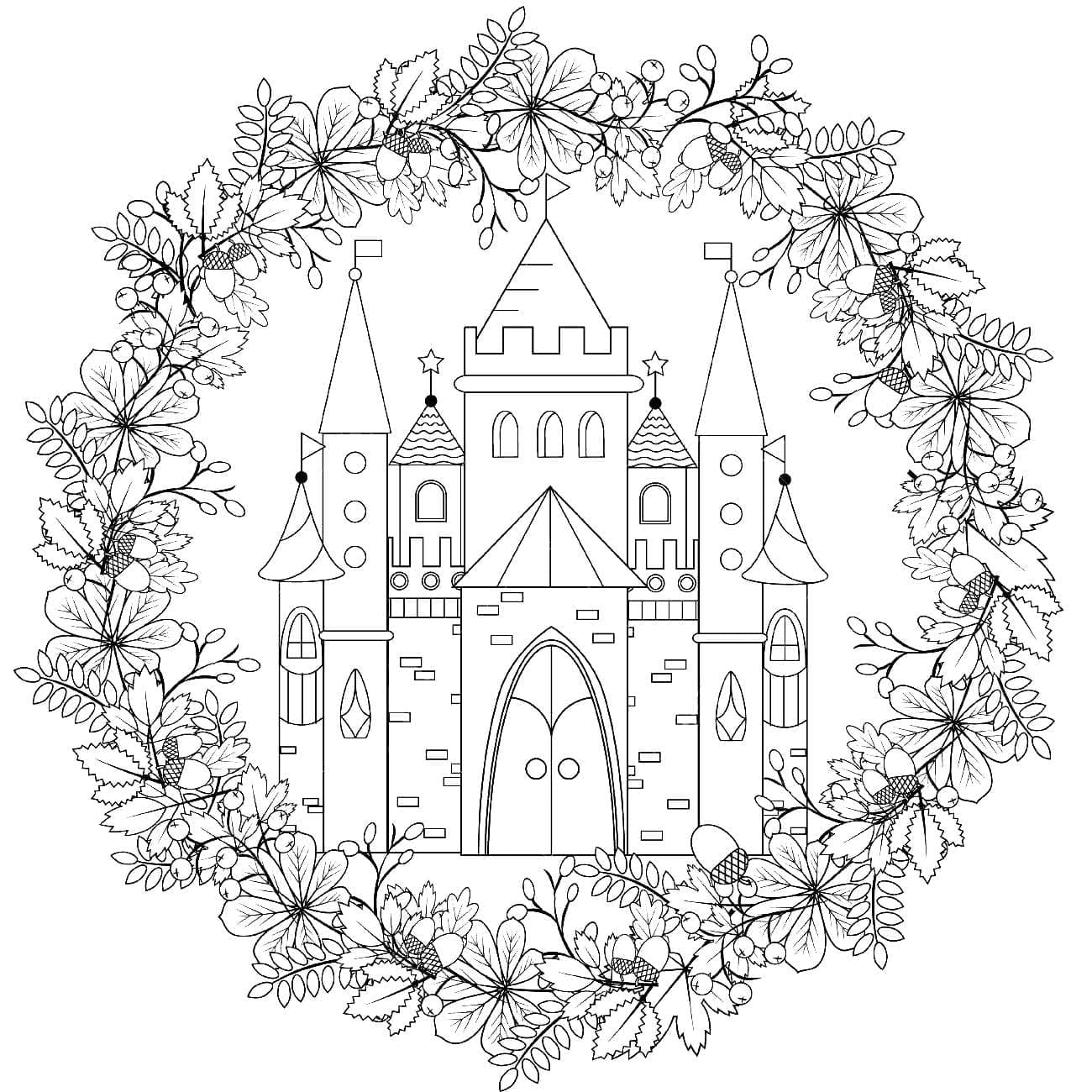 Desenho de Corôa de Castelo para Colorir