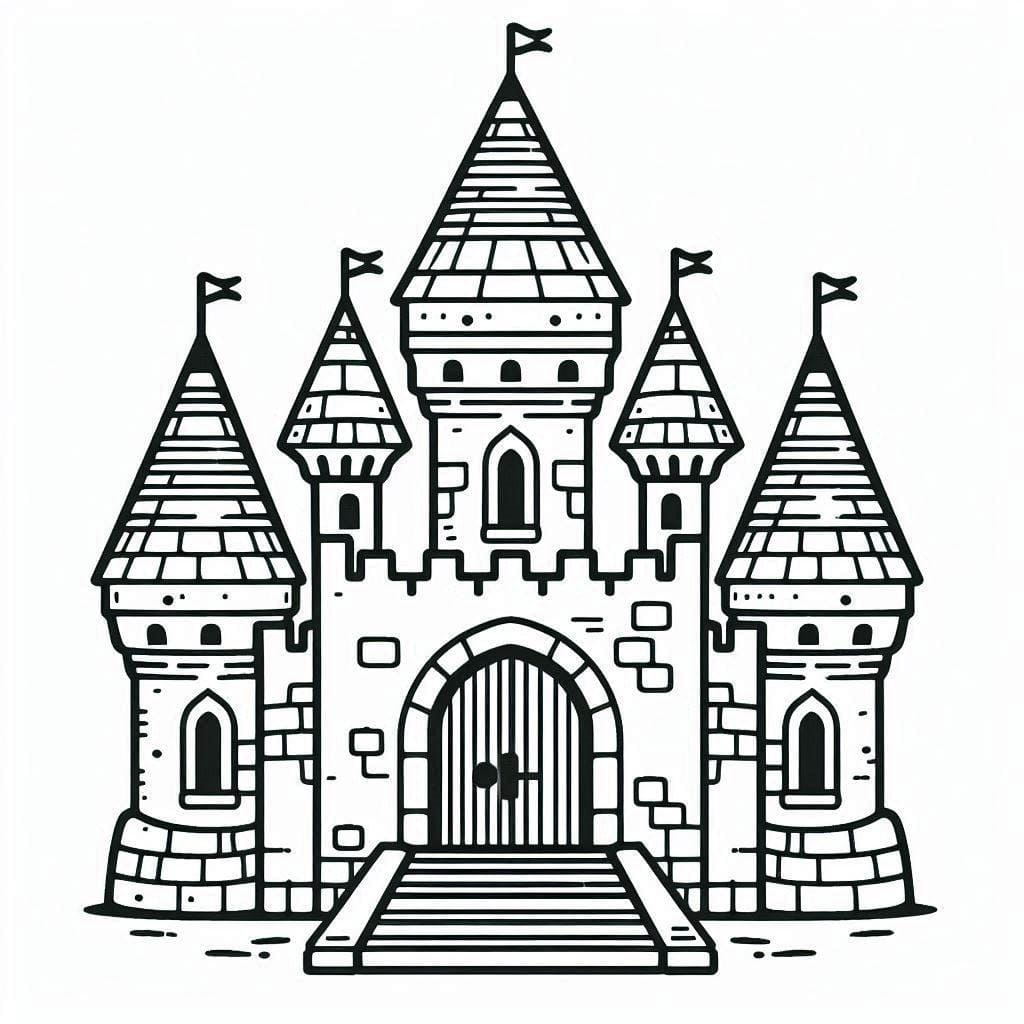 Desenho de Imagem de Castelo para Colorir