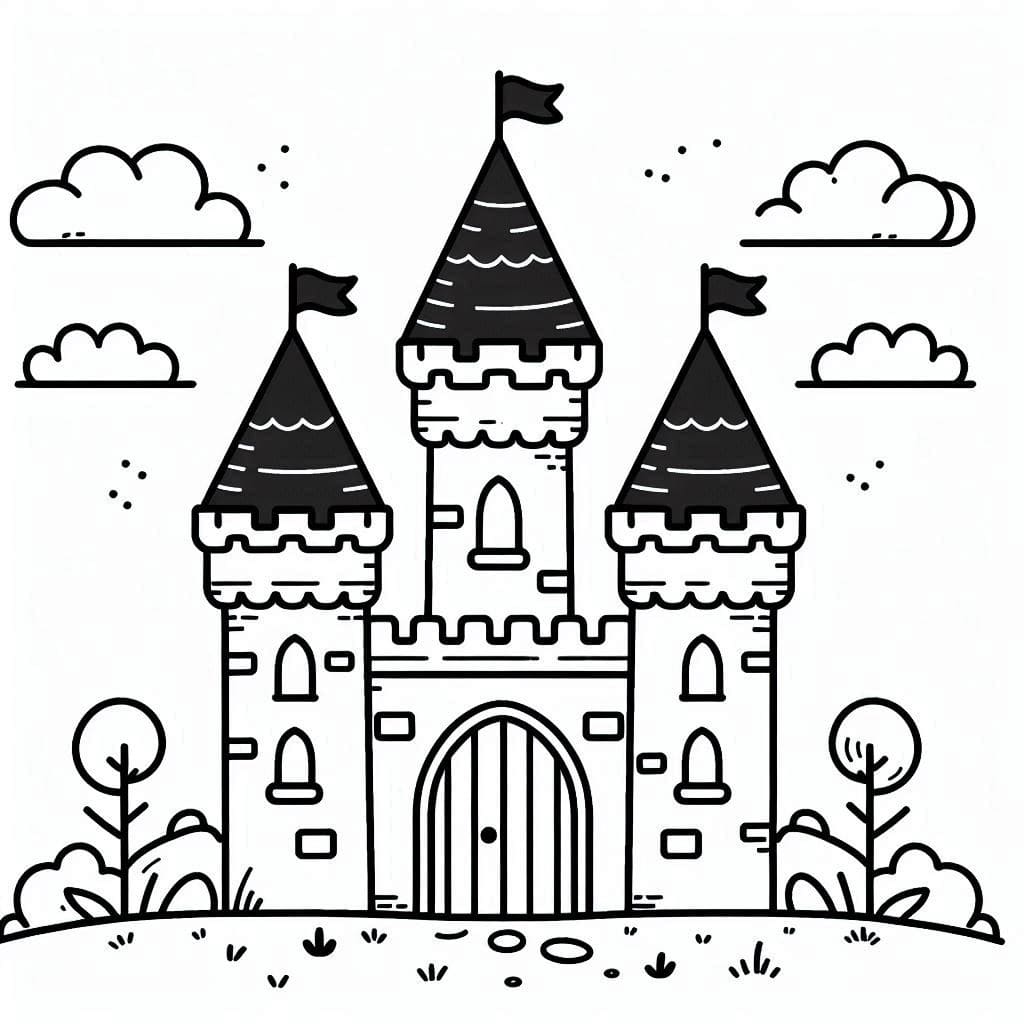 Desenho de Imprimivel Castelo para Colorir