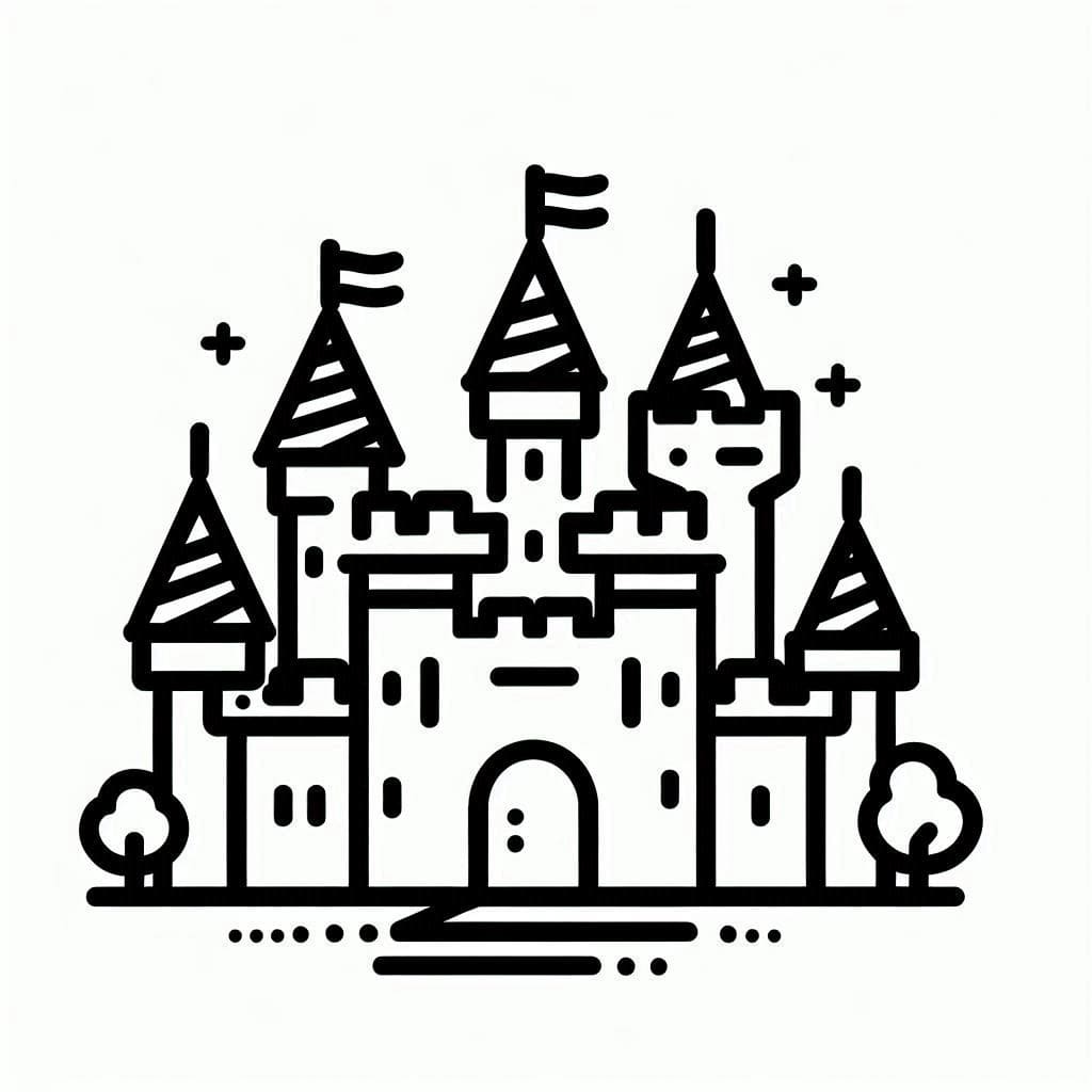 Desenho de Pequeno Castelo para Colorir