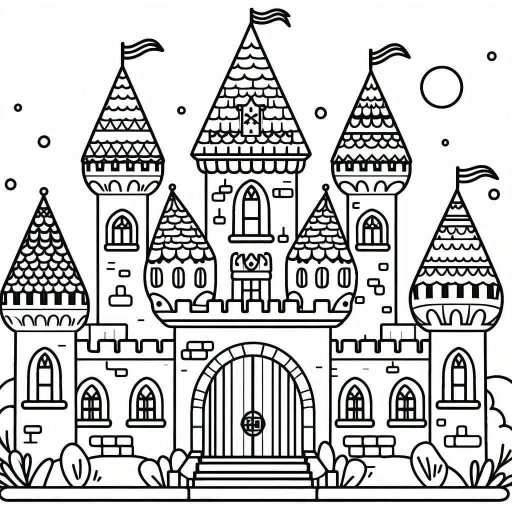 Desenho de Pintura de Castelo para Colorir