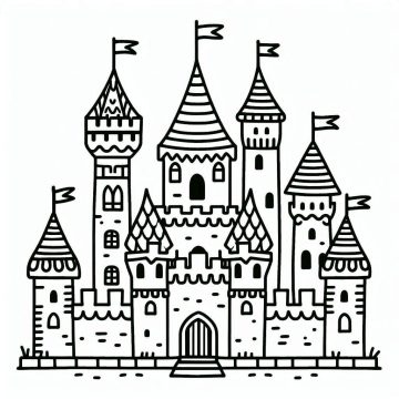 Desenho de Um Castelo básico para Colorir