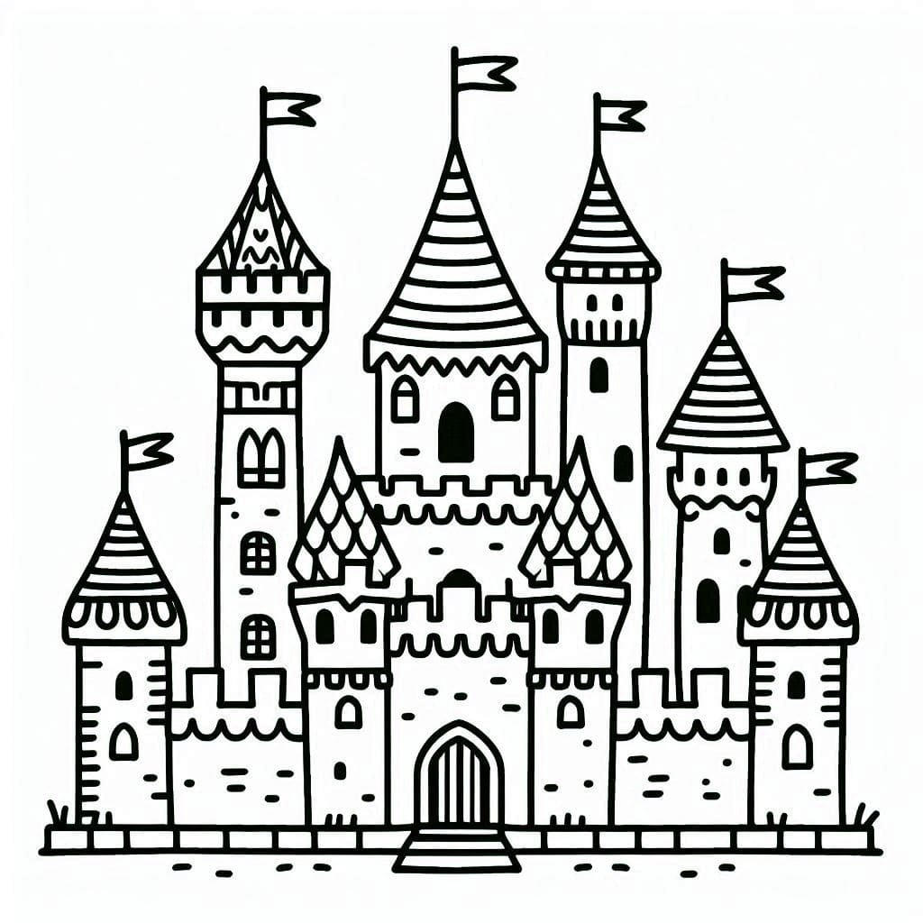 Desenho de um Castelo Básico para Colorir