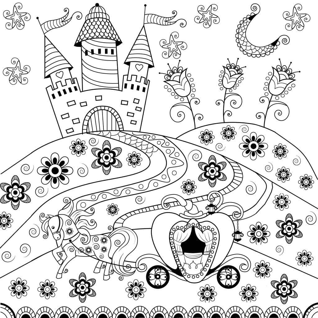 Desenho de um Castelo Bonito para Colorir