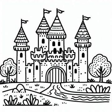 Desenho de Um Castelo fantástico para Colorir