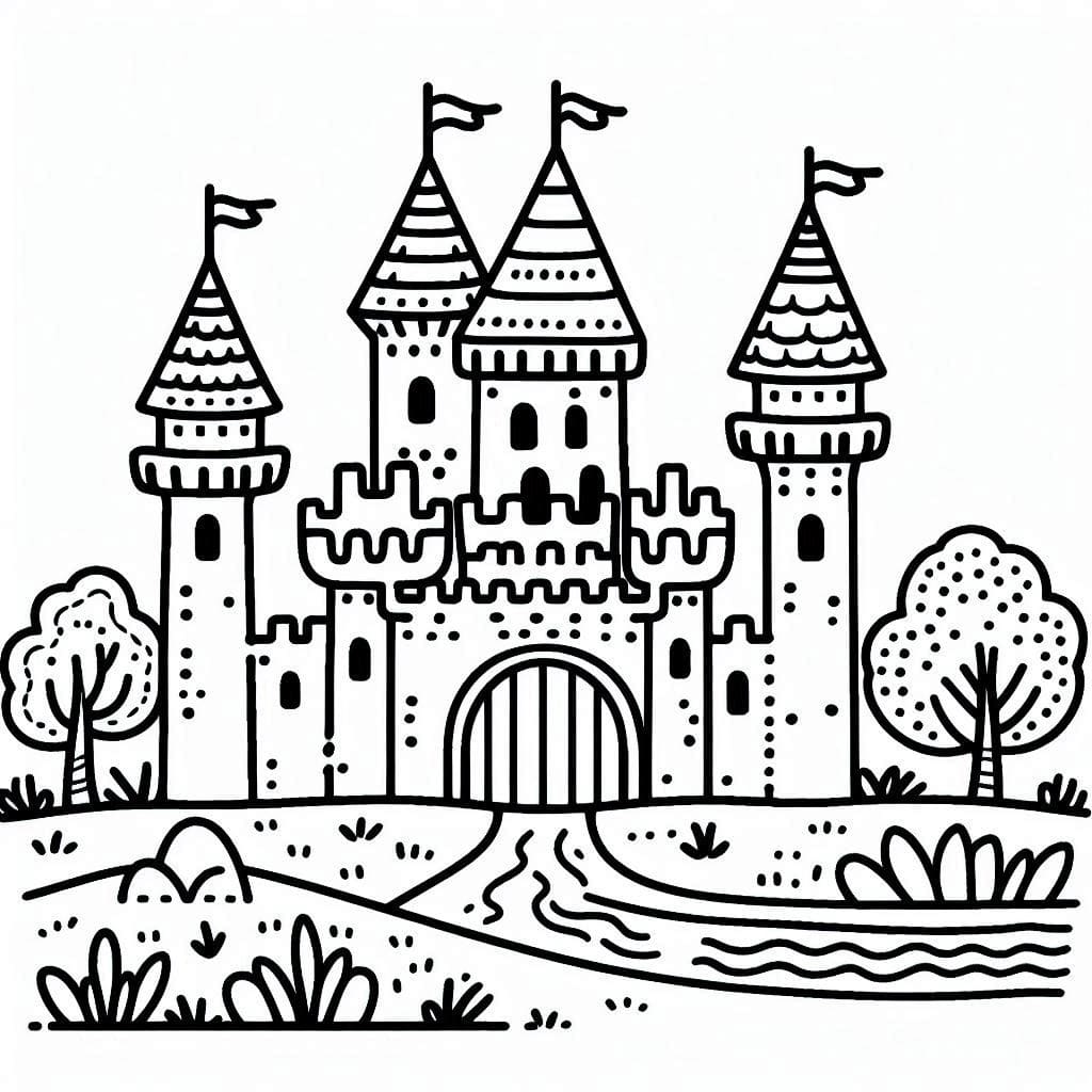 Desenho de um Castelo Fantástico para Colorir