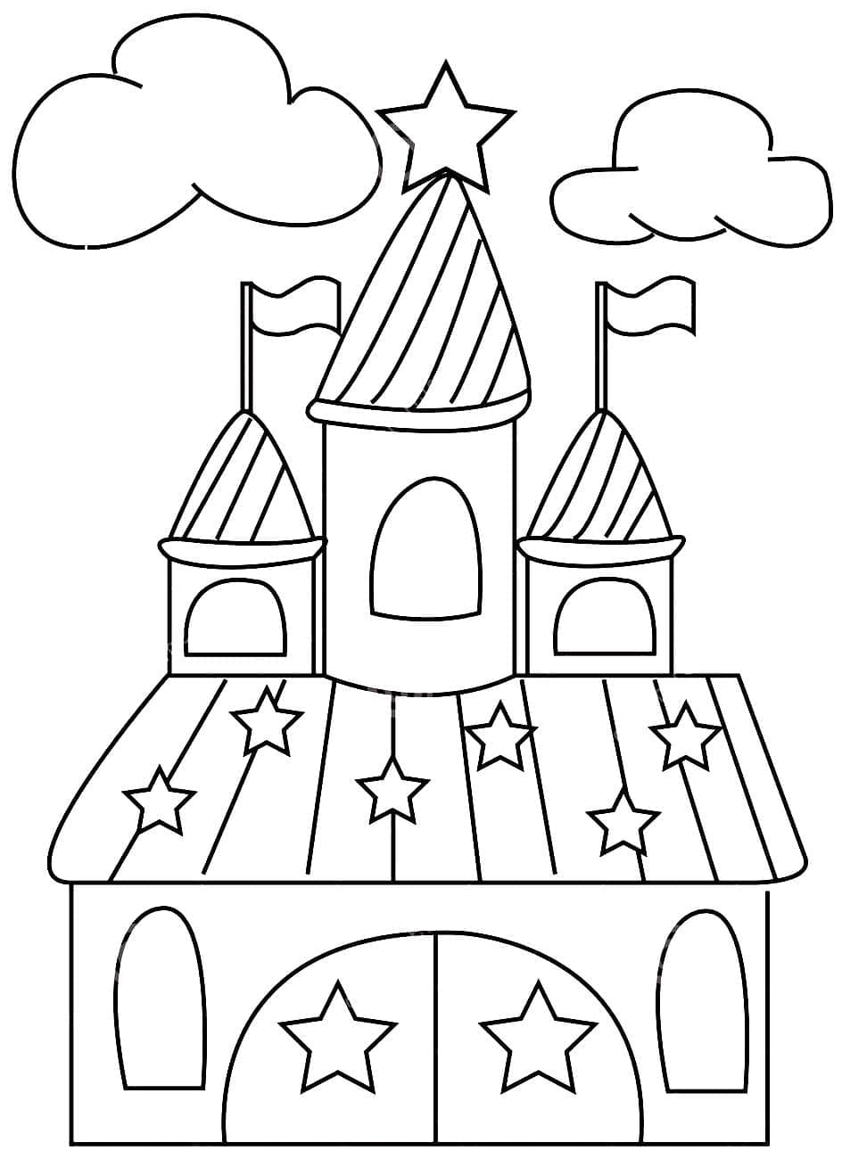 Desenho de um Castelo Fofo para Colorir