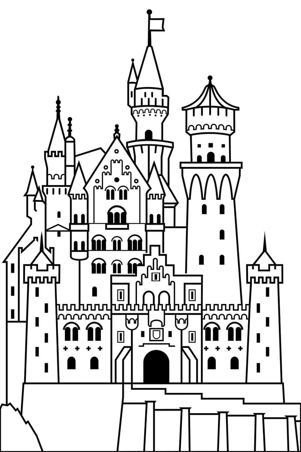 Desenho de um Castelo Muito Bonito para Colorir