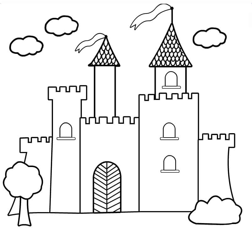 Desenho de um Castelo Simples para Colorir