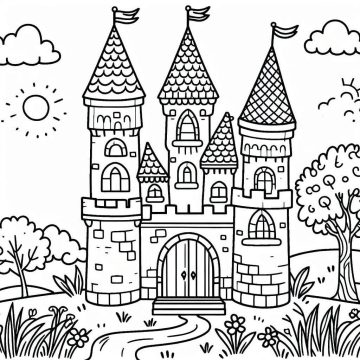 Desenho de Um Castelo de fantasiá para Colorir