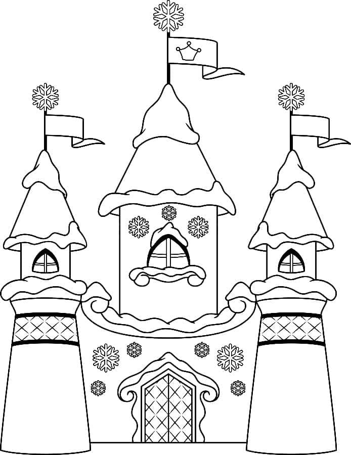 Desenho de um Castelo de Inverno para Colorir