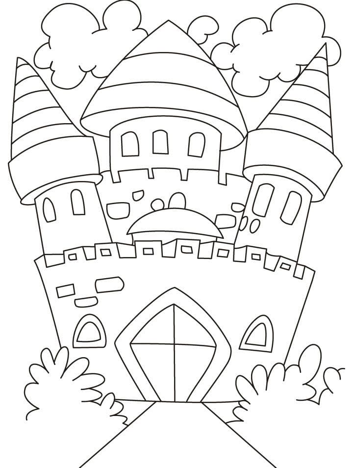 Desenho de Castelo de Princesa em Pdf para Imprimir e Colorir