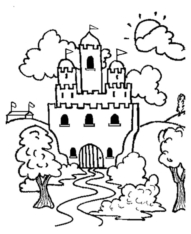 Desenho de Castelo Download Pdf para Colorir