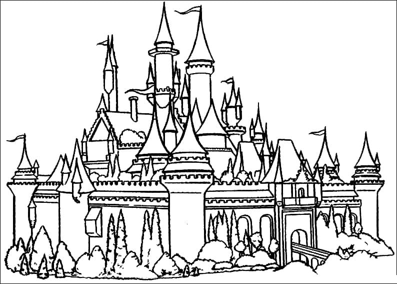 Desenho de Castelo Grátis Download para Colorir