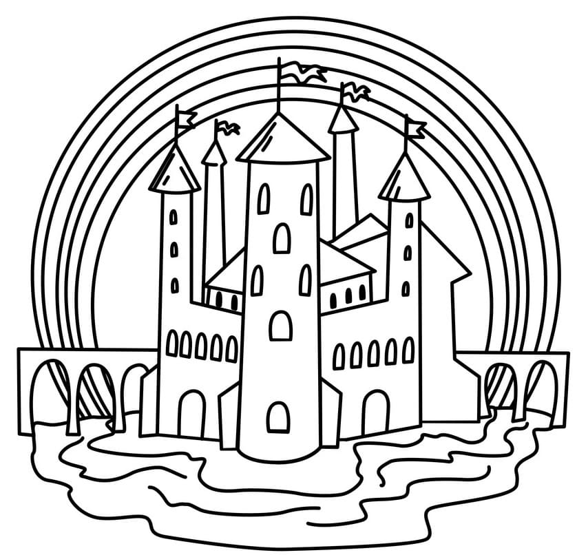 Desenho de Castelo Grátis para Imprimir e Colorir