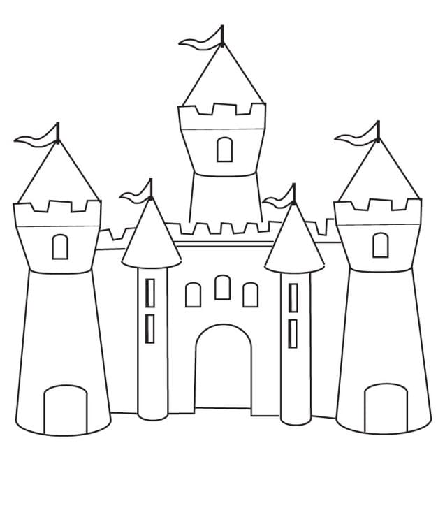 Desenho de Castelo Imprimivel Grátis para Colorir