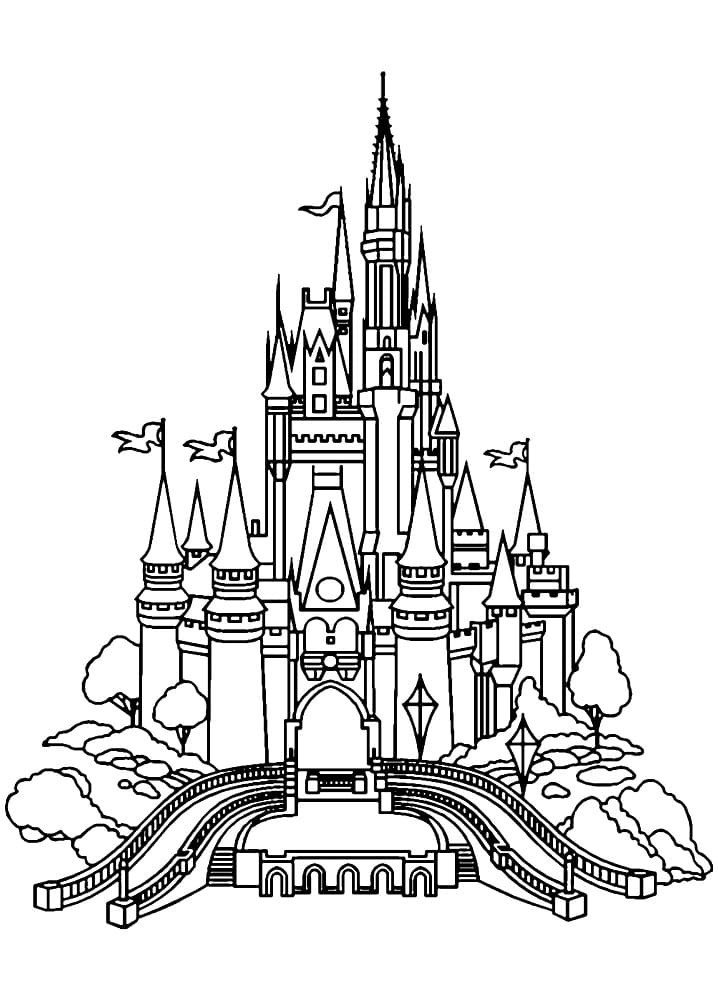 Desenho de Castelo Imprimivel para Imprimir e Colorir
