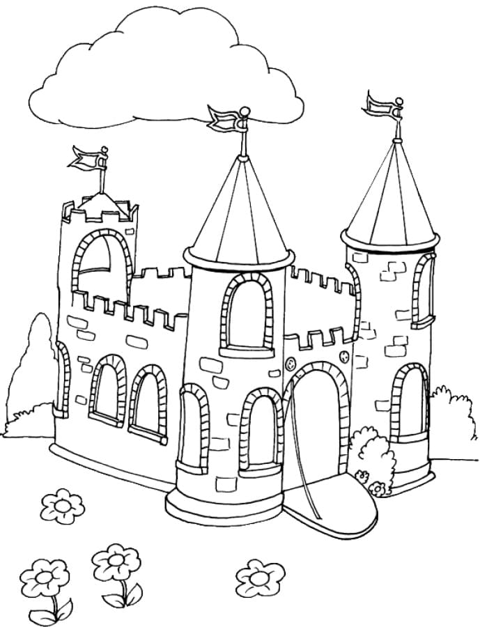 Desenho de Castelo Medieval Download Grátis para Colorir