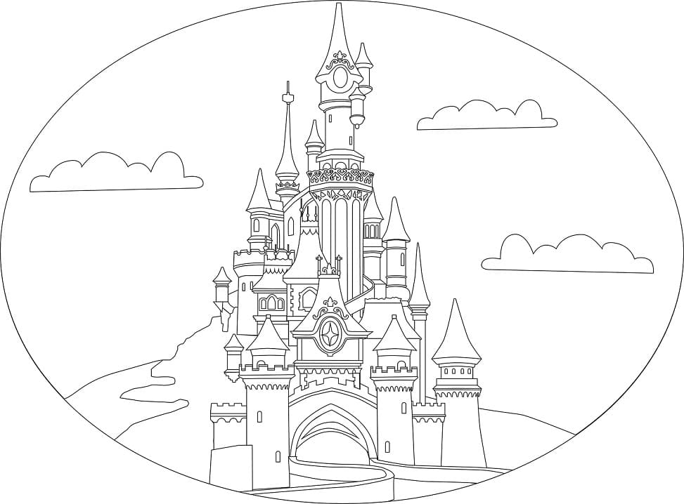 Desenho de Castelo Medieval Pdf para Colorir